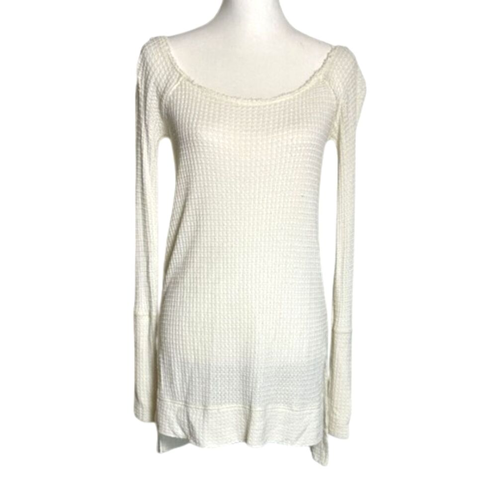 We The Free Kate Thermal Longsleeve Modal Womens XS Textured Waffle Knit Cream